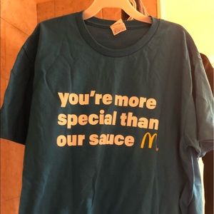 MCDONALDS PRINTED HANES SHIRT AQUA BLUE